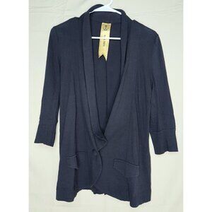 Royal Party Cardigan Black One Button Soft Cotton Rayon Blend  Womens Size 38